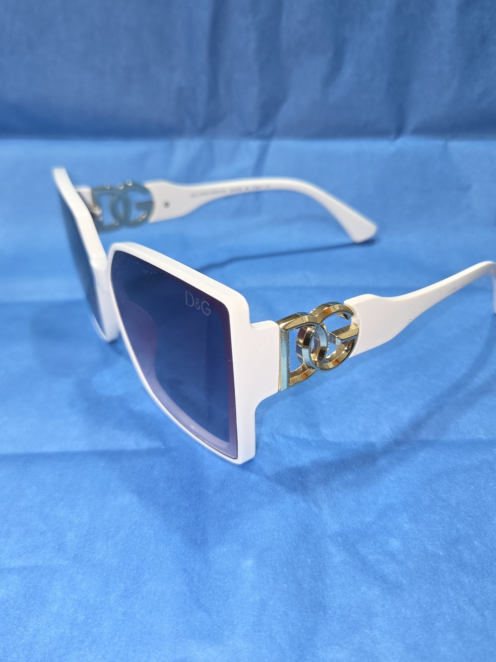 Dolce & Gabbana White Frame Sunglasses with Gradient Purple Lenses - Picture 3 of 3